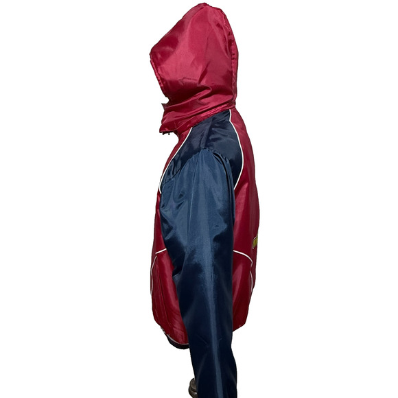 St Louis Cardinals Bomber Jacket Mens Medium Red Blue Detachable Hood Full Zip - Picture 7 of 12
